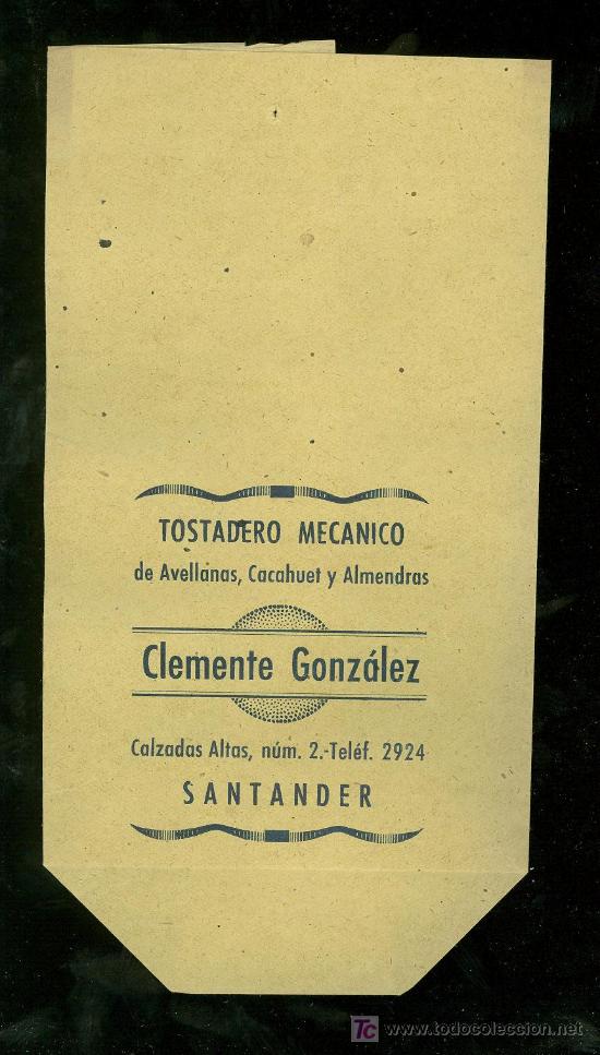 Catalogues publicitaires: BOLSA DE PUBLICIDAD ANTIGUA. TOSTADERO MECANICO CLEMENTE GONZALEZ. SANTANDER. 1930.