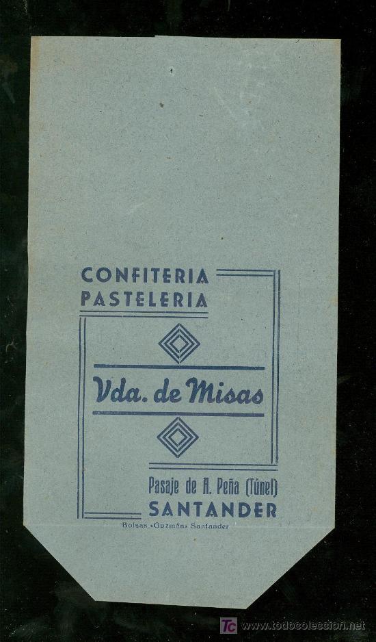 Catalogues publicitaires: BOLSA DE PUBLICIDAD ANTIGUA. CONFITERIA PASTELERIA VDA. DE MISAS. SANTANDER. 1930.