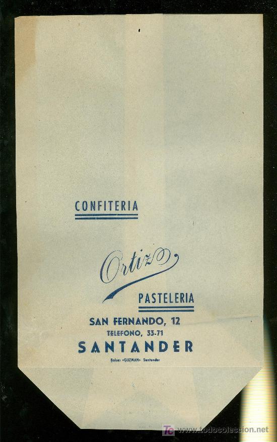 Catalogues publicitaires: BOLSA DE PUBLICIDAD ANTIGUA. CONFITERIA ORTIZ PASTELERIA. SANTANDER. 1930.