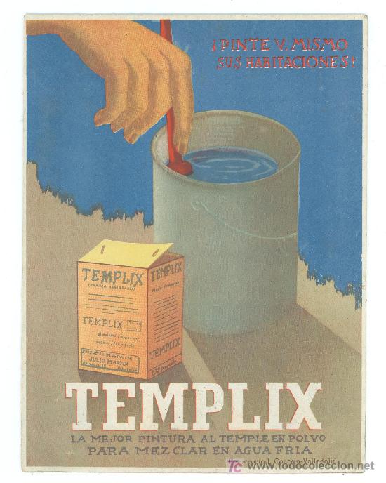Catalogues publicitaires: CARTEL PUBLICITARIO DE CARTON. TEMPLIX. FOTOCROMO. J. CONCEJO. VALLADOLID.