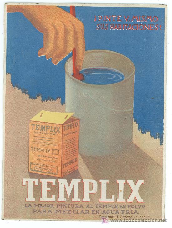 Catalogues publicitaires: CARTEL PUBLICITARIO DE CARTON. TEMPLIX. FOTOCROMO. J. CONCEJO. VALLADOLID.