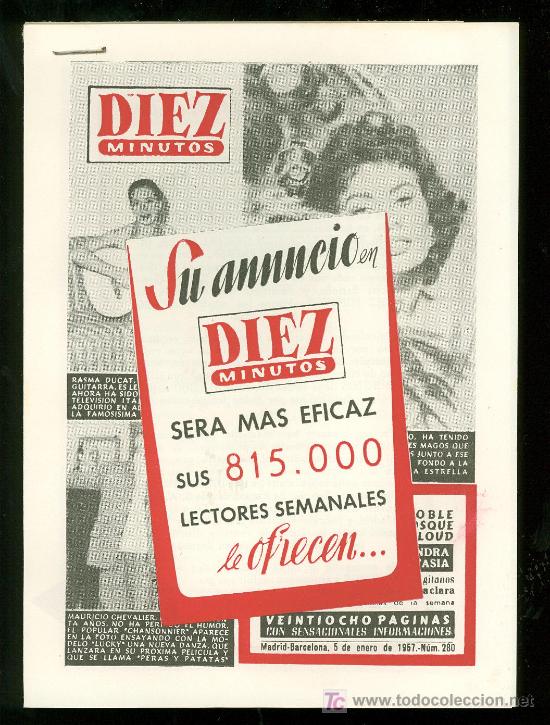 Werbekataloge: DIEZ MINUTOS. TARIFA DE PUBLICIDAD.