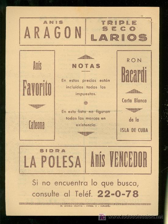 Cat&aacute;logos publicitarios: ZARAGOZA. ANTONIO ORTIZ SIERRA. LISTA DE PRECIOS. - Foto 2