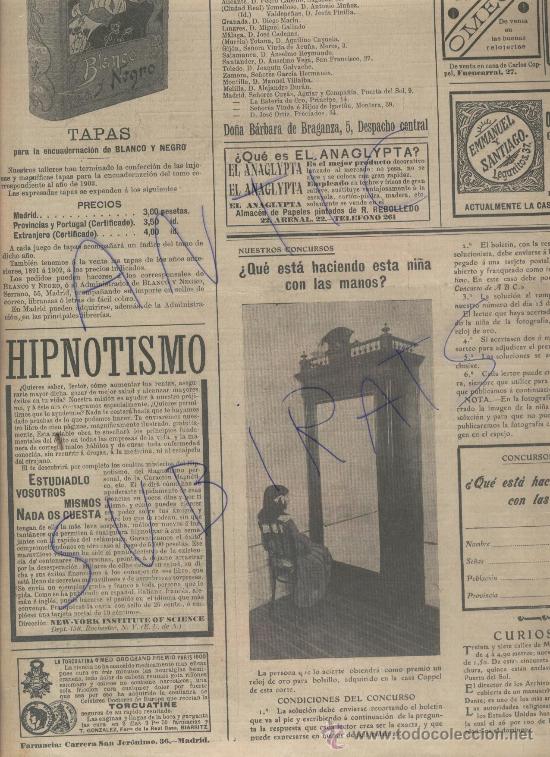 Cat&aacute;logos publicitarios: HOJA SUELTA DE PUBLICIDAD DEL PERIODICO. ABC. A&Ntilde;O 1904. HIPNOTISMO. LAVADORA MECANICA.