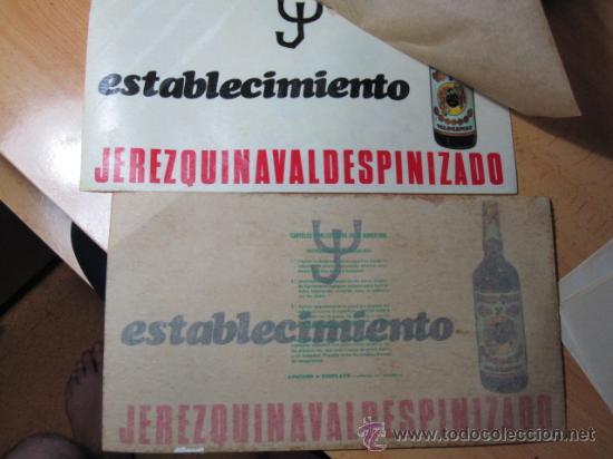 Cat&aacute;logos publicitarios: AFICHE ADHESIVO JEREZ QUINA VALDESPINIZADO  - SIN USO - 27 X  15 CM - PERFECTO