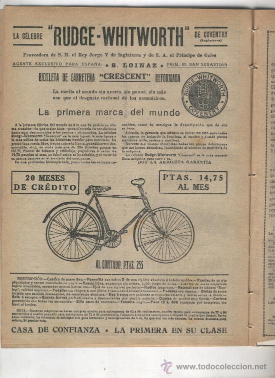 Cat&aacute;logos publicitarios: RECORTE DE PRENSA. A&Ntilde;O 1914. PUBLICIDAD. BICICLETA. RUDGE-WHITWORTH. BICICLETAS ANTIGUAS.