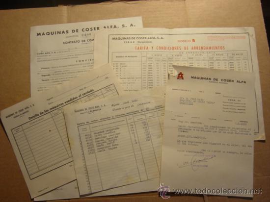 Cat&aacute;logos publicitarios: LOTE DE CARTAS Y PUBLICIDAD DE MAQUINAS DE COSER ALFA 1950's ( TARIFA PRECIOS, CARTA COMERCIAL,....)