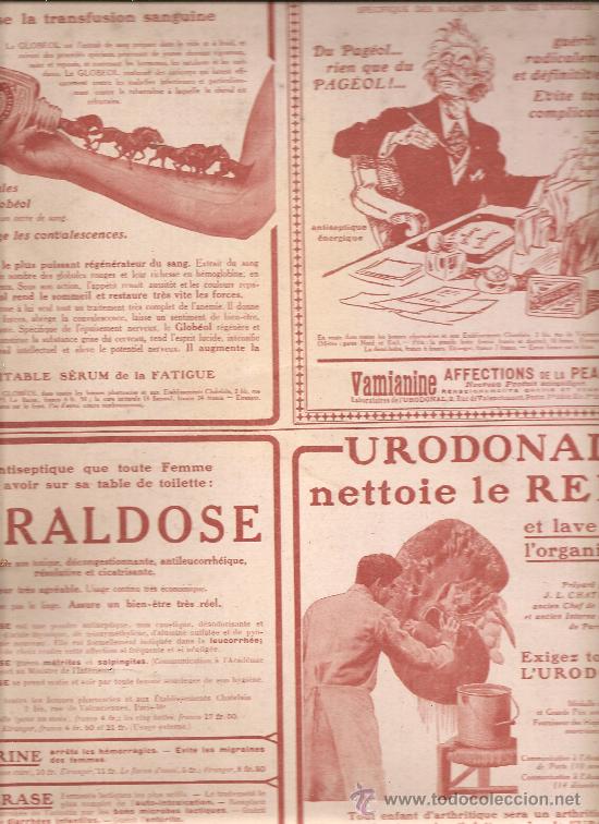 Advertising Catalogs: 25 marzo 1916. Anuncios de medicamentos: globeol, pageol,gyraldose y urodonal