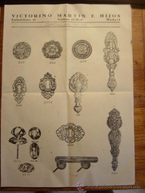 Cat&aacute;logos publicit&aacute;rios: FOLLETO CATALOGO VICTORINO MARTIN E HIJOS (MADRID) HERRAJES PARA MUEBLES.....