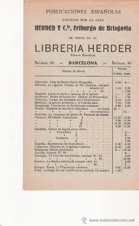 Cat&aacute;logos publicitarios: LIBRERIA HERDER - TRIPTICO -