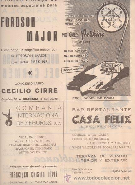 Cat&aacute;logos publicitarios: FORDSON MAJOR MOTORES PERKINS. COMPA&Ntilde;&Iacute;A INTERNACIONAL DE SEGUROS. CASA FELIX. 1960. PUBLICIDAD.