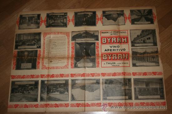 Werbekataloge: Gran folleto cartel de Byrrh, vino aperitivo franc&eacute;s.Fotos y plano de Barcelona. Exposici&oacute;n Internac