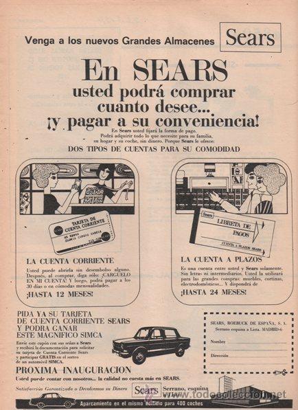 Catalogues publicitaires: GRANDES ALMACENES SEARS. 1970. PUBLICIDAD ORIGINAL EN PRENSA.