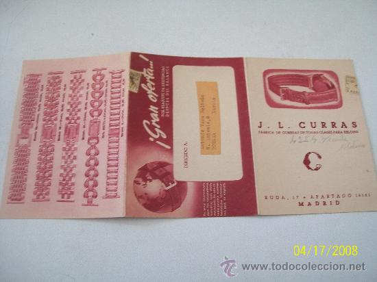 Catalogues publicitaires: J. L. CURRAS, F&Aacute;BRICA DE CORREAS DE TODAS CLASES PARA RELOJES/TR&Iacute;PTICO