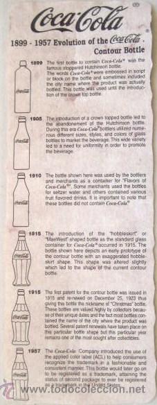 Advertising Catalogs: FOLLETO EVOUCION DE LAS BOTELLAS DE COCACOLA CON SUS A&Ntilde;OS. . ENVIO GRATIS&iexcl;&iexcl;&iexcl;