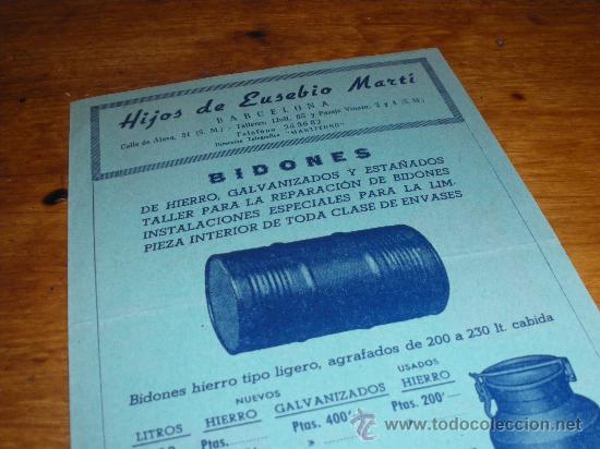 Advertising Catalogs: BIDONES. HIJOS DE EUSEBIO MARTI, BARCELONA.