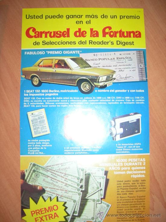 Cat&aacute;logos publicitarios: PROPAGANDA CARRUSEL DE LA FORTUNA 1974(SELECCIONES DEL READERS DIGEST)