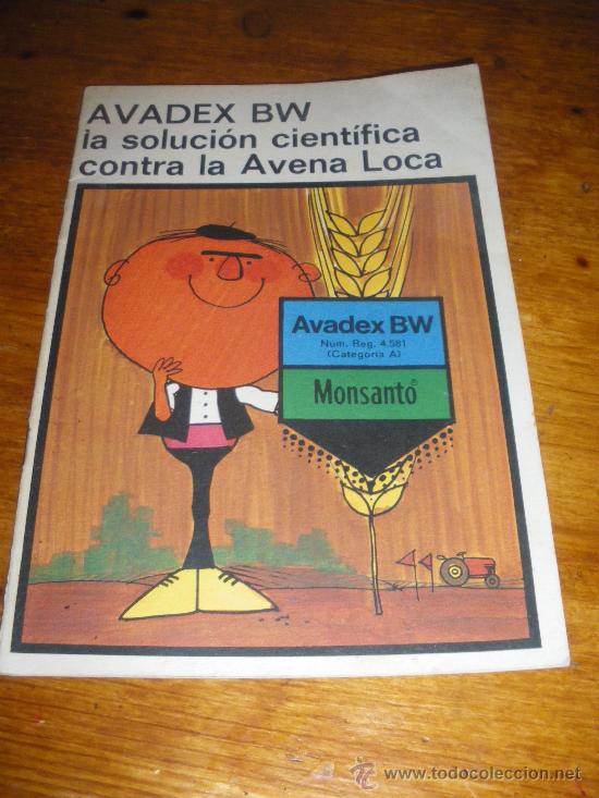 Cat&aacute;logos publicit&aacute;rios: AVADEX BW CONTRA LA AVENA LOCA. PRODUCTOS MONSANTO. ZELTIA AGRARIA.