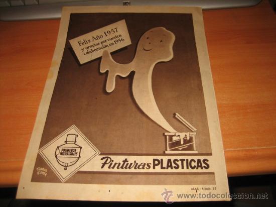 Cat&aacute;logos publicit&aacute;rios: PINTURAS PLASTICAS   PUBLICIDAD  HOJA DE REVISTA 1957