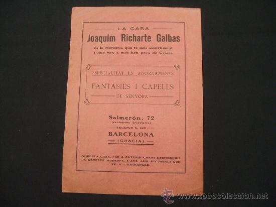Advertising Catalogs: FOLLETO PUBLICITARIO A&Ntilde;OS 20 - LA MERCERIA QUE VEN A MES BEN PREU - SALMERON, 72 -BARCELONA (GRACIA)