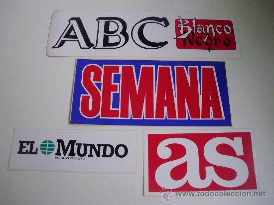 Cat&aacute;logos publicitarios: LOTE DE 4 PAGATINAS ADHESIVOS PUBLICIDAD DE PERIODICOS Y REVISTAS (AS - SEMANA - ABC BLANCO Y NEGRO
