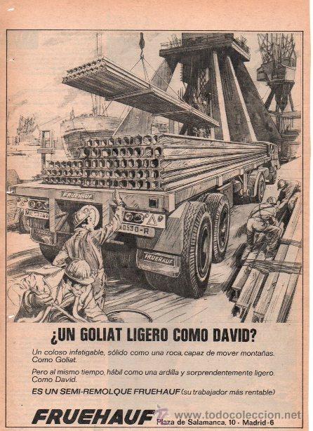 Advertising Catalogs: PUBLICIDAD ANTIGUA. MAQUINARIA. SEMI-REMOLQUE FRUEHAUF. 1973.