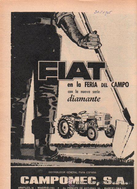 Cat&aacute;logos publicitarios: PUBLICIDAD ANTIGUA. MAQUINARIA. TRACTORES FIAT SERIE DIAMANTE. 1965.