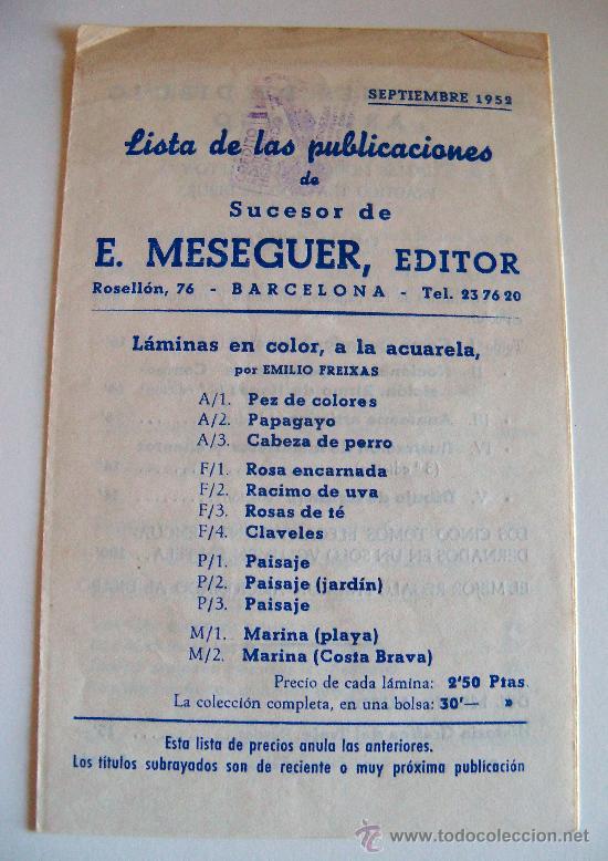 Catalogues publicitaires: LISTA DE LAS PUBLICACIONES DE SUCESOR DE E. MESEGUER, EDITOR. A&Ntilde;O 1952.