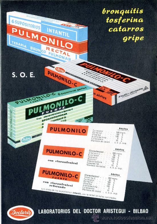 Werbekataloge: PUBLICIDAD EN PRENSA 1966 13.5X18.5 - PULMONILO / BRONCOSOLVENTE - MEDICINA