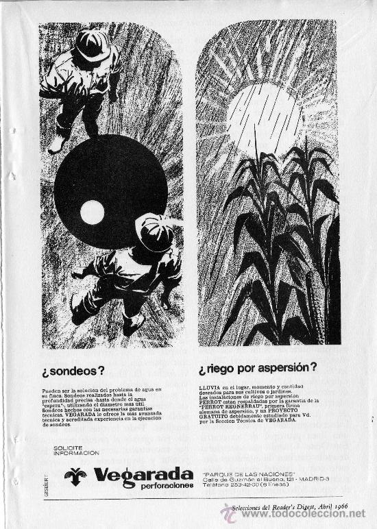 Werbekataloge: PUBLICIDAD EN PRENSA 1966 13.5X18.5 - VEGARADA PERFORACIONES - OBRAS PUBLICAS AGRICULTURA