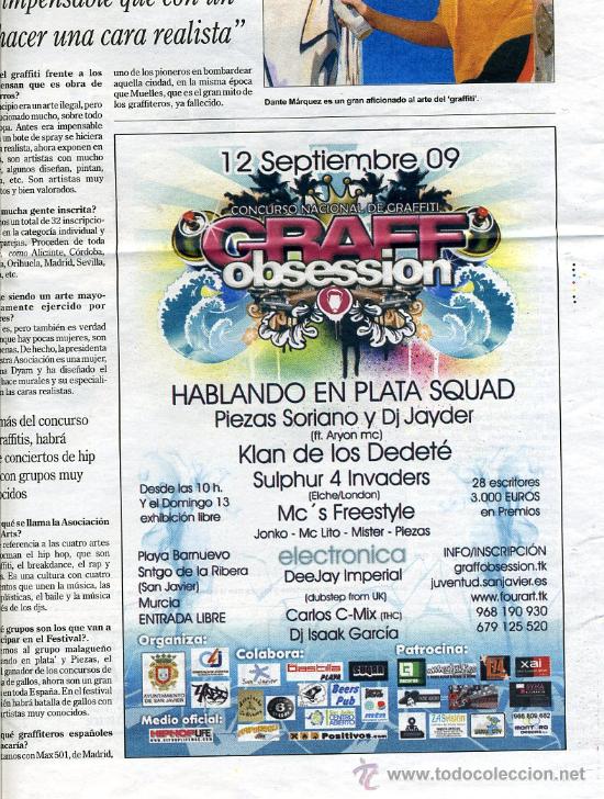 Werbekataloge: PUBLICIDAD EN PRENSA - CONCURSO NACIONAL DE GRAFFITTI - SAN JAVIER 2009 - MURCIA - DISE&Ntilde;O MUSICA