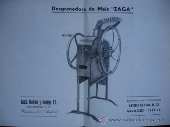 Catalogues publicitaires: MAQUINARIA AGRICOLA DESGRANADORA DE MAIZ.ZAGA.CUARTILLA
