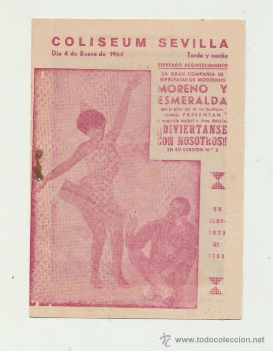 Werbekataloge: Moreno y Esmeralda. Compa&ntilde;&iacute;a de Espect&aacute;culos. Coliseun Sevilla  4 Enero 1964.(12 p&aacute;ginas)