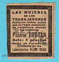 Cat&aacute;logos publicitarios: RECORTE PERIODICO PILDORAS FORTAN-LABORATORIOS KLAM-REUS (LEASE BIEN EL MENSAJE) 26/01/1936