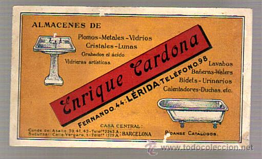 Cat&aacute;logos publicitarios: POSTAL CON FACTURA AL DORSO DE ALMACENES ENRIQUE CARDONA-LERIDA A&Ntilde;OS 20/30