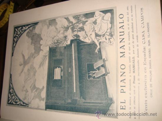 Catalogues publicitaires: papel publicitario 1919 , publicidad de la epoca, el piano manualo . casa campos madrid