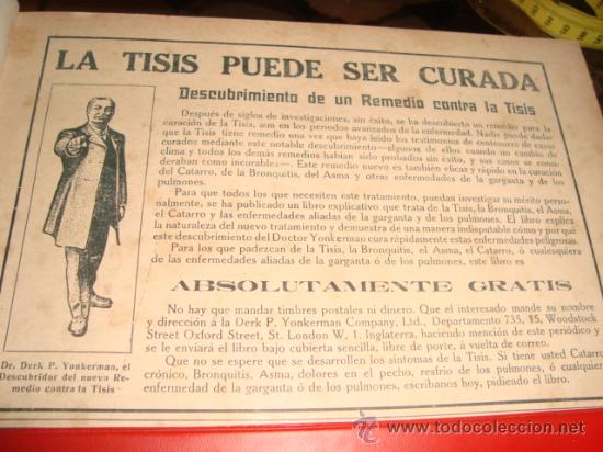Advertising Catalogs: papel publicitario 1919 , publicidad de la epoca, la tisis puede ser curada