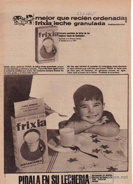 Cat&aacute;logos publicitarios: PUBLICIDAD ANTIGUA. ALIMENTACI&Oacute;N. LECHE GRANULADA FRIXIA. 1965.