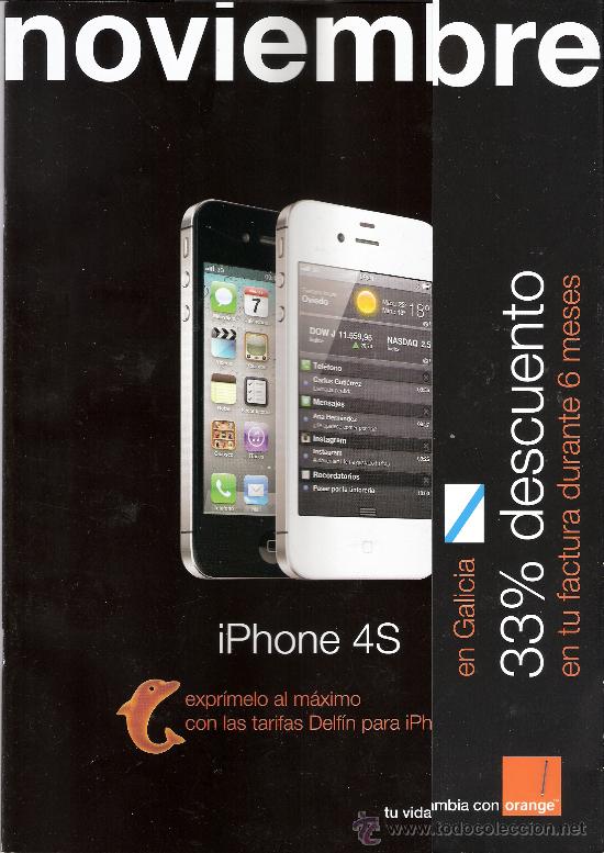 Werbekataloge: Orange. iPhone 4S. Tu tienda Orange. Cat&aacute;logo para Galicia. Noviembre 2011.