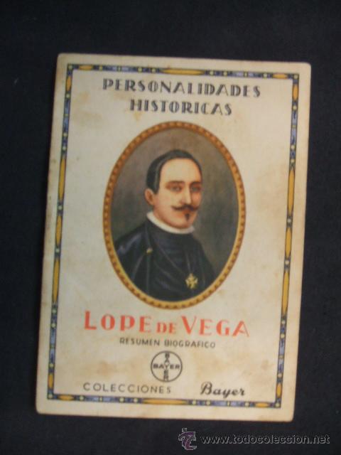 Cat&aacute;logos publicitarios: PERSONALIDADES HISTORICAS - RESUMEN BIOGRAFICO - LOPE DE VEGA - COLECCIONES BAYER -