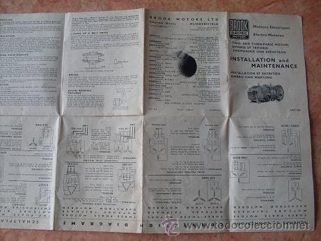Werbekataloge: FOLLETO DE BROOK MOTORS LTD,INSTALACION Y MANTENIMIENTO MOTORES ELECTRICOS,1961,EN FRANCES E INGLES