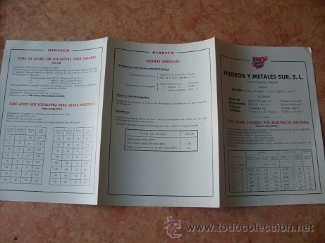 Werbekataloge: CATALOGO TRIPTICO EMPRESA HIERROS Y METALES DEL SUR,S.L. DE SEVILLA,TUBOS DE ACERO,A&Ntilde;O 1963