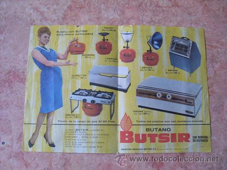 Werbekataloge: FOLLETO PUBLICITARIO APARATOS BUTANO BUTSIR,DOBLE PAGINA.A&Ntilde;OS 60