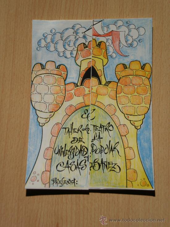 Cat&aacute;logos publicitarios: CATALOGO ANUNCIADOR EN FORMA DE CASTILLO QUE SE ABRE , OBRA TEATRO EN CASAS IBA&Ntilde;EZ . DEL A&Ntilde;O 1988 .