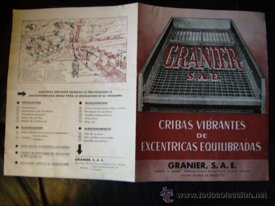 Cat&aacute;logos publicitarios: ANTIGUOS CATALOGOS GRANIER S.A.E.CRIBAS VIBRANTES,MACHACADORAS,TRANSPORTADORAS ETC.