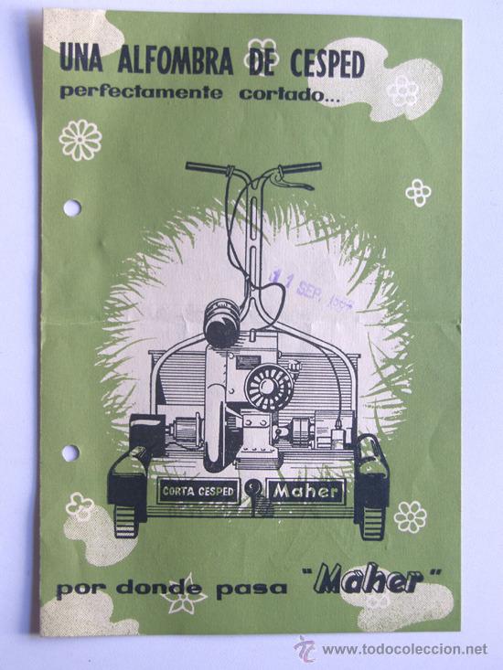 Werbekataloge: CORTACESPED MAHER / A&Ntilde;O 1957 / FOLLETO PUBLICIDAD COMERCIAL / CARACTERISTICAS