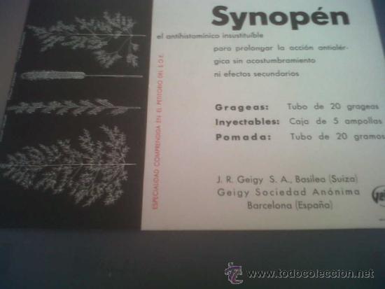 Catalogues publicitaires: ANTIGUA PUBLICIDAD FARMACEUTICA FARMACIA SYNOPEN GEIGY S.A. BARCELONA