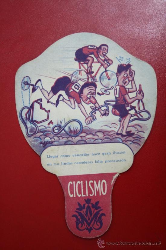 Cat&aacute;logos publicitarios: Antiguo Abanico Pay Pay Publicitario Soler y Mora - Ciclismo - Ilustrado Zsolt