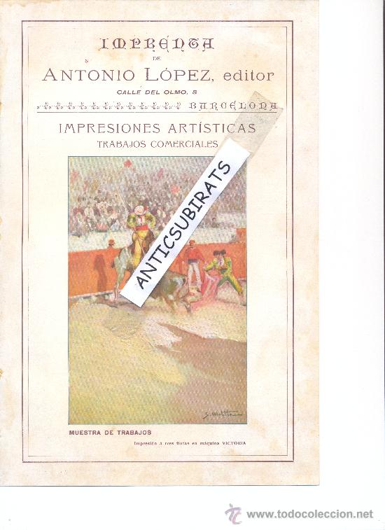 Cat&aacute;logos publicitarios: BONITA PUBLICIDAD MODERNISTA A&Ntilde;O 1904 IMPRENTA ANTONIO LOPEZ EDITOR BARCELONA MAQUINA VICTORIA