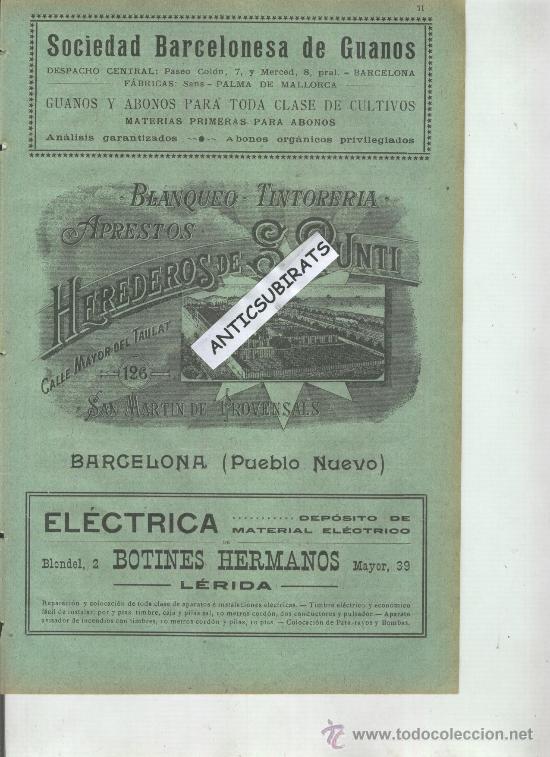 Werbekataloge: PUBLICIDAD MODERNISTA.1904.SANT MARTI DE PROVENSALS.TINTORERIA.PUNTI..ANGUIOZAR.EIBAR.PISTOLAS.ARMAS
